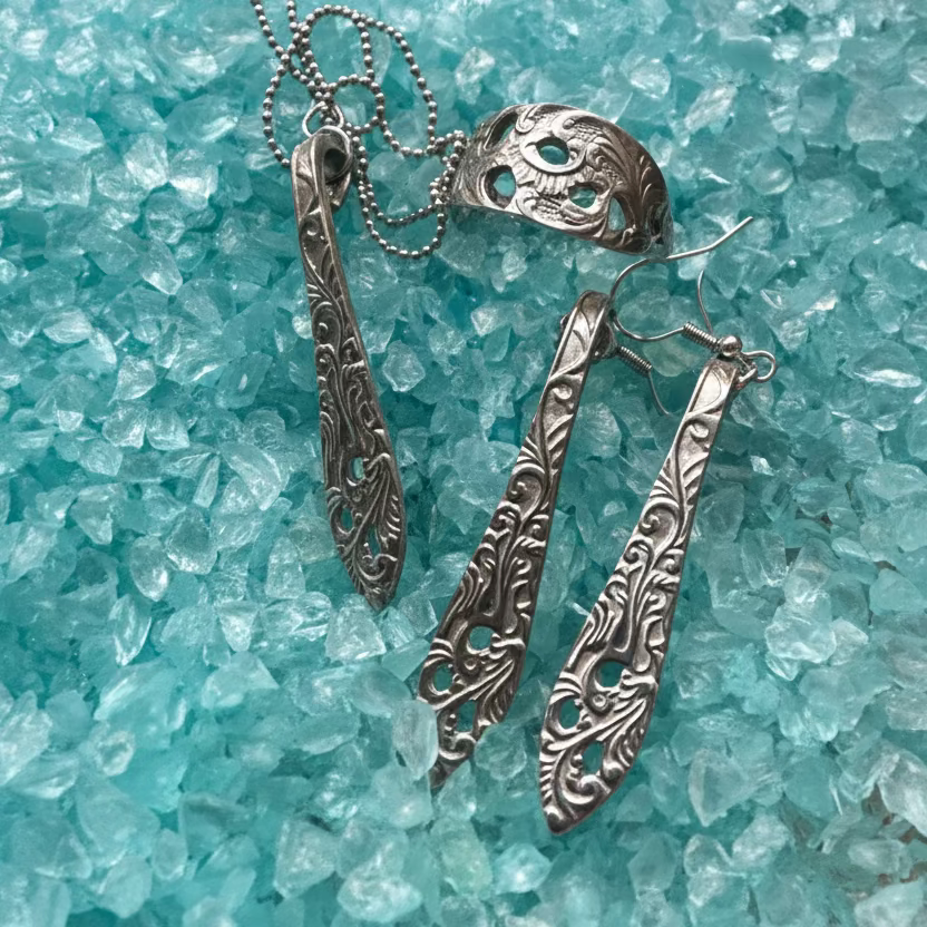 Set ring, oorbellen en hanger patroon elegant